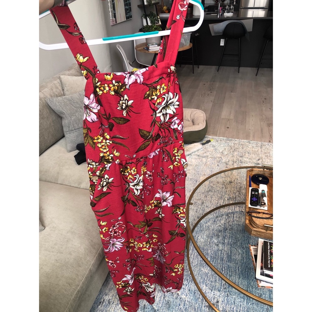 Target red floral sleeveless jumpsuit